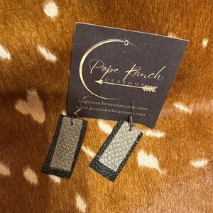 Black and Gray Leather Earrings